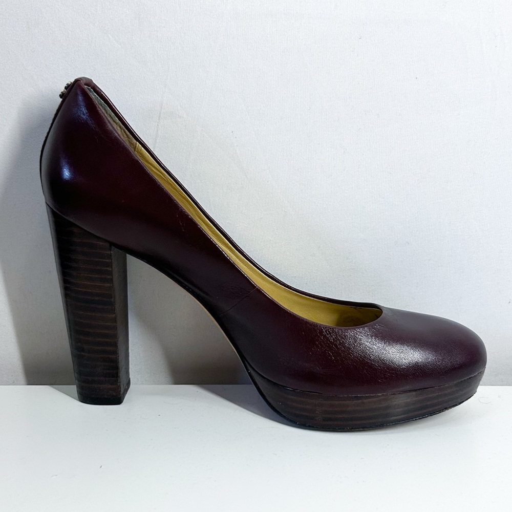 Coach Women’s Tonianne Burgundy Smooth Leather Pumps High Heels Size 8B - Picture 3 of 9